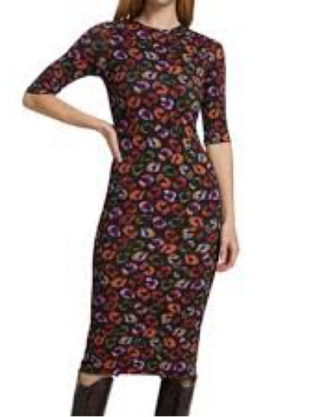 FARM Rio abstract circle print Jersey sheath midi dress colorful